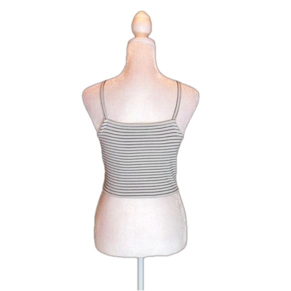 Topshop Tops - TOPSHOP PETITE Gray with Black Stripes Crop Tank Top Size 0